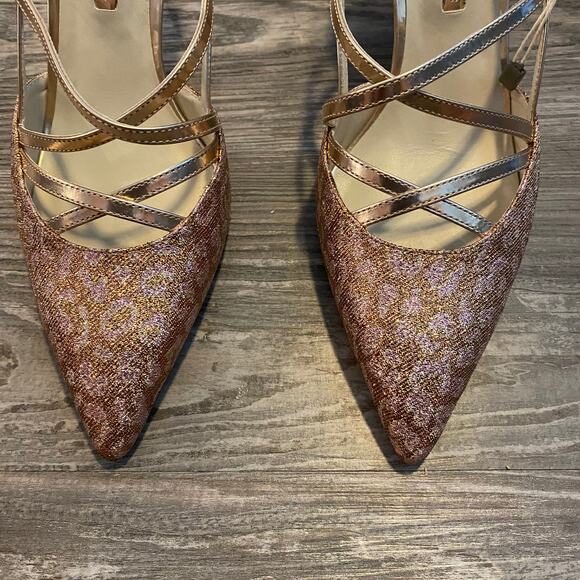Sophia Webster Odette Rose Gold Leopard Mid Heel Leather Pumps - Picture 5 of 12